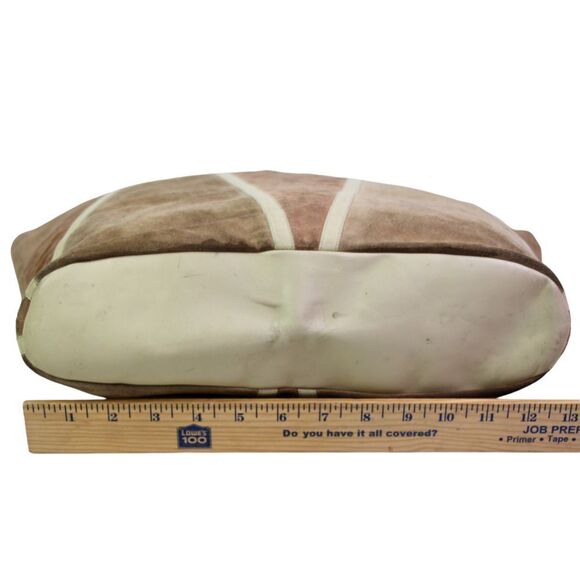 EXTRA LARGE VINTAGE BROWN BEIGE GENUINE LEATHER SUEDE SHOULDER BAG PURSE TOTE - Picture 8 of 10